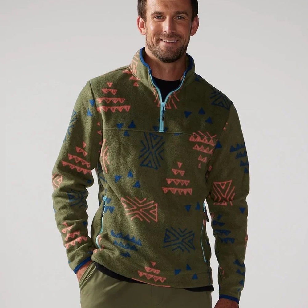 Chubbies Men's The Flame Commander Fleece 1/4 Zip Aztec The Naturalist Fair Isle